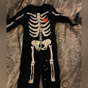 Old Navy Black Skeleton Onesie with Red Heart. Size 12-18 months